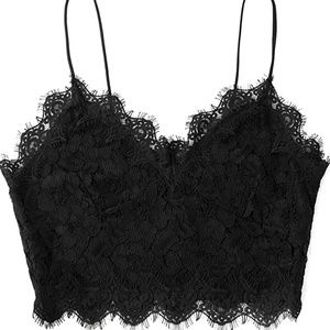 Black Lace Cami with Spaghetti Straps